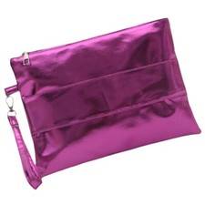 Metallic Envelope Clutch Bag Elegant PU Leather Wristlet Handbag Purse for Women