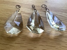Large Chandelier Crystal Clear Glass Prism x 3 