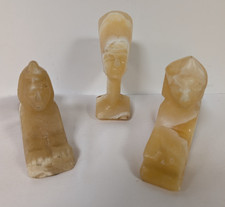 3x Vintage Egyptian Calcite Alabaster Small Sculptures