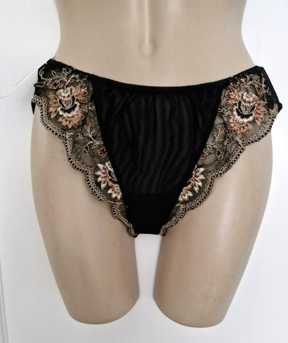Women lace black knickers - black,