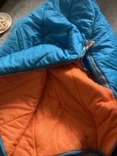 Vintage Nylon Blue and Orange Single Sleeping Bag Made In England Retro