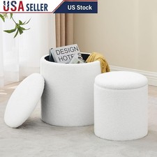 Round Velvet Ottoman Storage