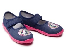 Girls Shoes Size 2 Blue & Pink Unicorn Pumps Plimsoles Trainers Mary Jane Style