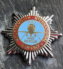 OBSOLETE BOURNEMOUTH INTERNATIONAL AIRPORT FIRE & RESCUE CAP BADGE