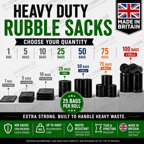 Heavy duty rubble sacks - sacks, black