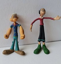 Vintage Popeye & Olive Oyl Collectable Bendy/Posable Figures, Amscan, 1970s