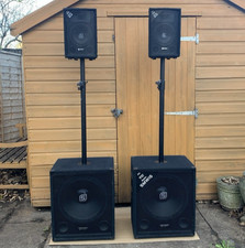 SkyTec PA Soundsystem - 4 x Speakers with Poles - 2 x SL6 and 2 x SMW15