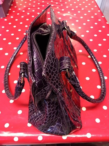 Bhs mock croc purple handbag - bhs,