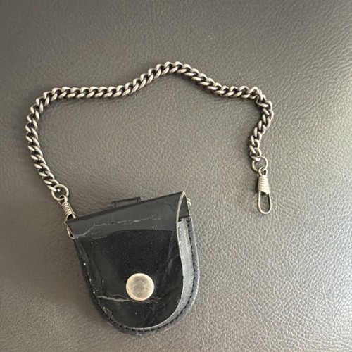 Black leather pocket - black, watch