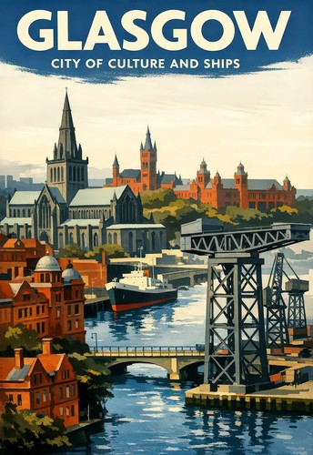 Travel poster glasgow scotland - travel,