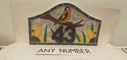 Goldfinch glass mosaic house - glass,