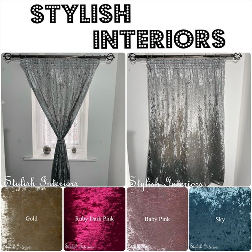 Crushed velvet curtains pair - velvet,