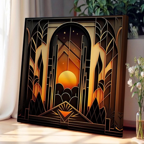 Art deco sunset - art,