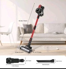 3000W Cordless Vacuum Cleaner Hoover Upright Lightweight Handheld Red Bagless