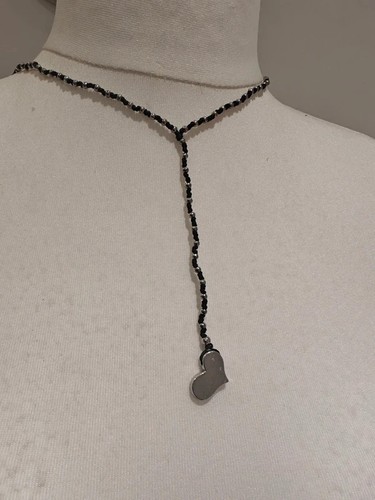 Silver heart lariat - heart, drop