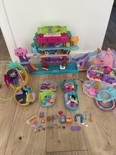X5 Polly Pocket Bundle Of Play Sets With Figures And Pieces unicorn pet horse