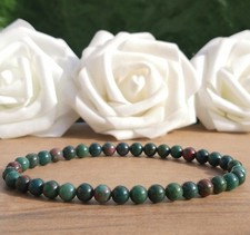 Indian Bloodstone Bead Stretch Bracelet, 6mm Natural Stone Beaded Stack Bracelet