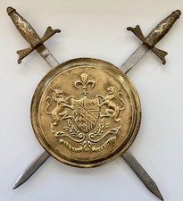 Vintage Brass Shield Swords