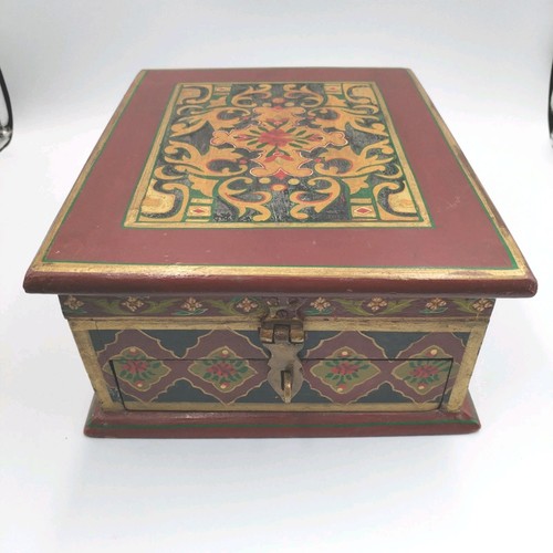 Vtg indian hand painted wood - vtg,