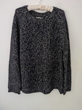 Toast Jumper Size L Blue White Fine Merino Wool Knit Chunky Knitted Jumper 