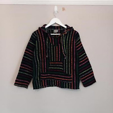 Vintage Mexican Baja Hoodie Multi-Color Hippie Festival Drug Rug S