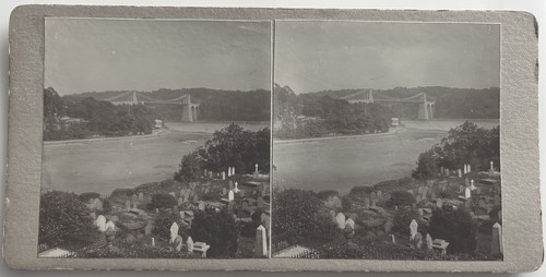 Stereoview menai bridge from - stereoview.,