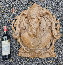 Antique wood carved bas relief