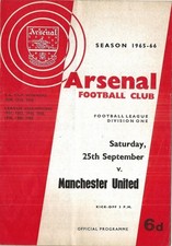 Football Programme ARSENAL v MAN UTD Sept 1965