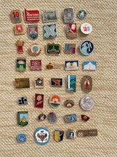 40 x Vintage Russian Metal Pin Badges Soviet Military Social History Bundle 1-5