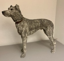 Irish Wolfhound Dog Figurine – Grey Resin Sculpture with Collar,Approx 16cm Tall