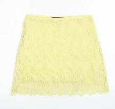 Zara Womens Yellow Cotton Blend A-Line Skirt Size S