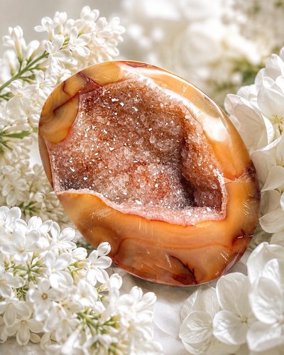Carnelian geode half egg - egg, shape