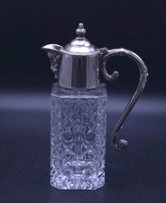 Edwardian Cut Glass and Silver Plated Bacchus Head Claret Jug/Decanter