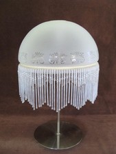 Beaded pendant lamp shade Frosted and etched 25 cms  White Art deco style