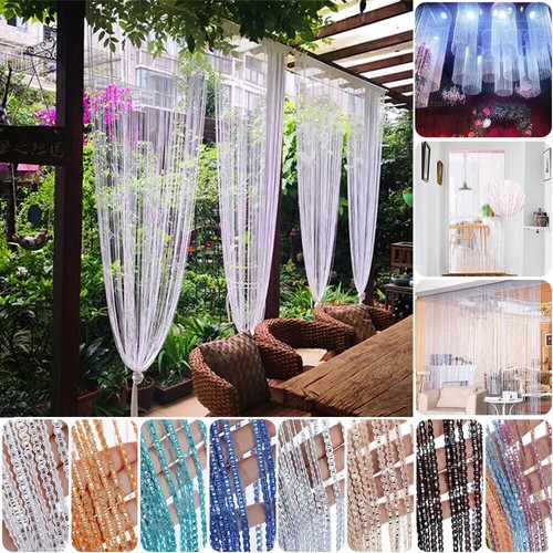 String curtains hanging beaded - string,
