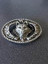 Wolf Belt Buckle 3D Open Work Spirit Animal Western Moon Dog Vtg 90s Made In USA