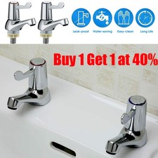 Chrome Lever Basin Taps Pair of Bathroom Sink Taps for Basin Hot and Cold Water