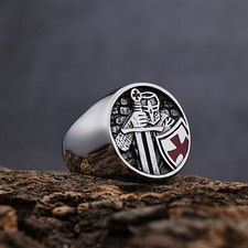 Templar Cross Shield Rings Size 9-13 Mens Stainless Steel Knights