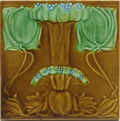 Art nouveau fireplace tile - fireplace,