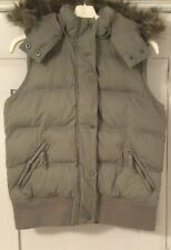 Fat Face Khaki Hooded Thickly Padded Body Warmer/Gilet Size 12