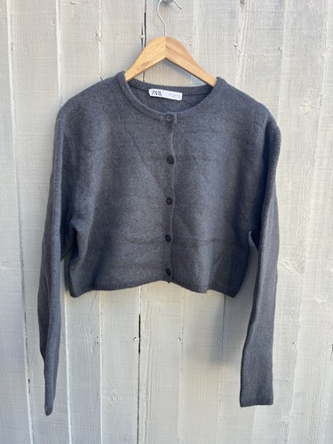 Zara grey cropped - zara, button