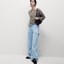 EX M&S Ladies Wide Leg Relaxed Fit Carpenter Jeans Womens Carpenter Denim Pants