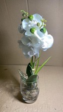 Jusdreen 1 Pcs Glass Vase Artificial Orchid Flower Bonsai Vivid Flowers