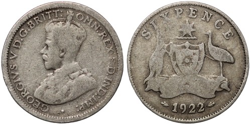 Australia 1922 sixpence george - australia,