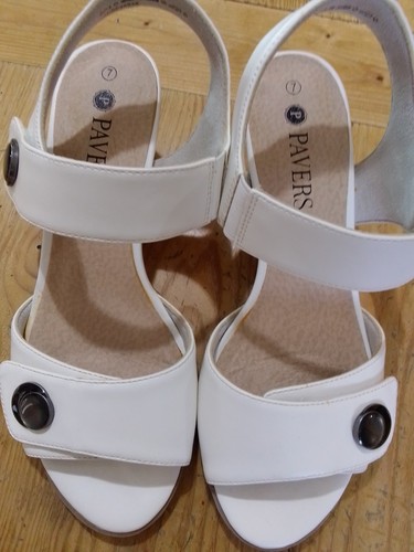 Pavers sandals white leather - pavers, sandals,