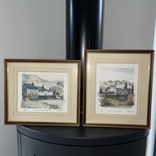 2 Paintings Of Lake District By Geoffrey Cowton Pen And Water Colours