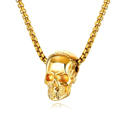 Silver gold scull pendant - silver,