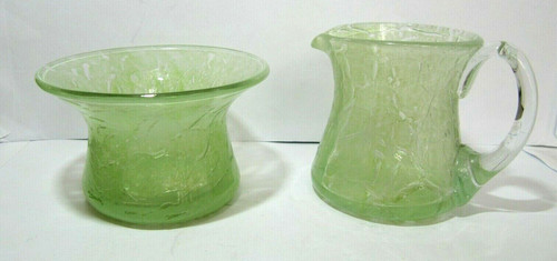 Vintage green art glass sugar - vintage,