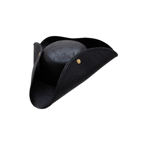Black pirate hat tricorn - black,