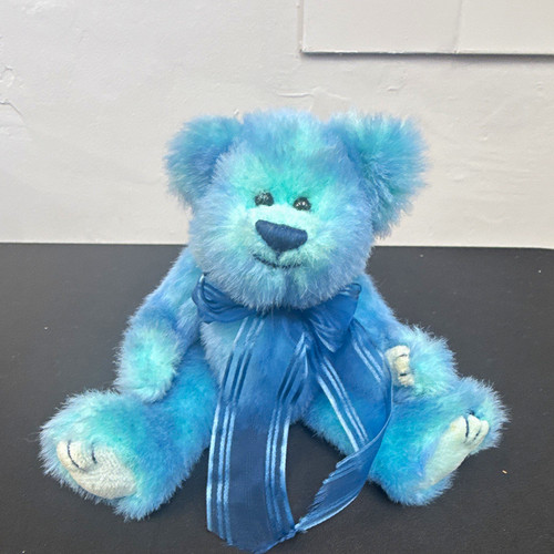 Azure blue white plush teddy - blue/white,